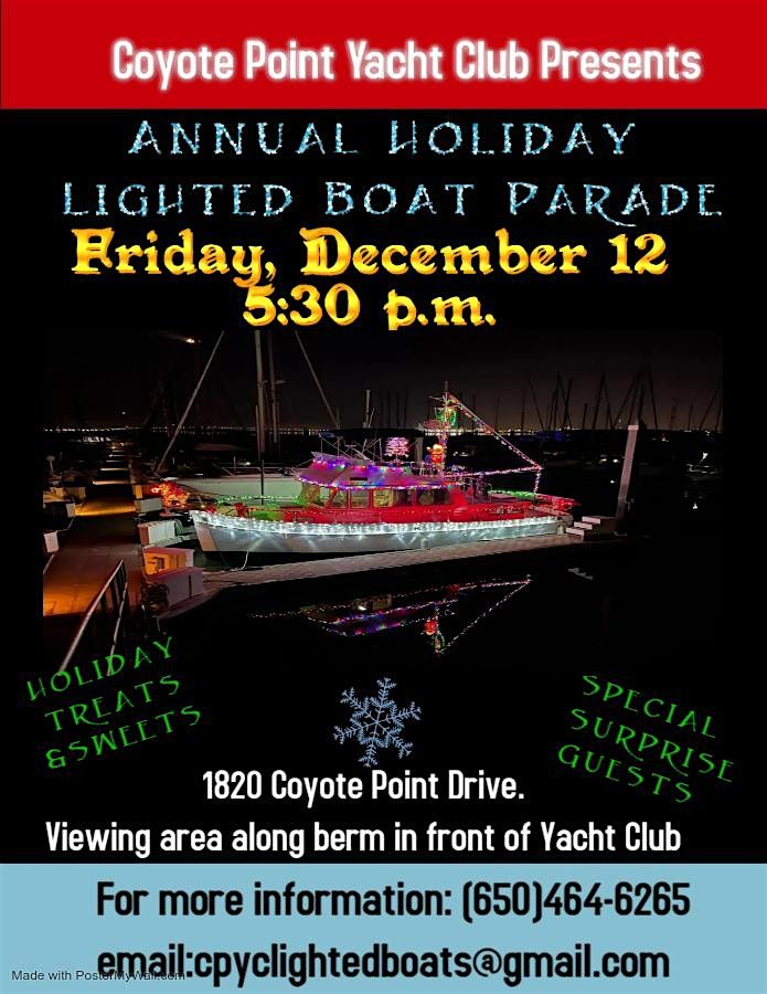 Coyote Point Yacht Club 8th annual Lighted Boat Parade, 12 December | Event in San Mateo | AllEvents