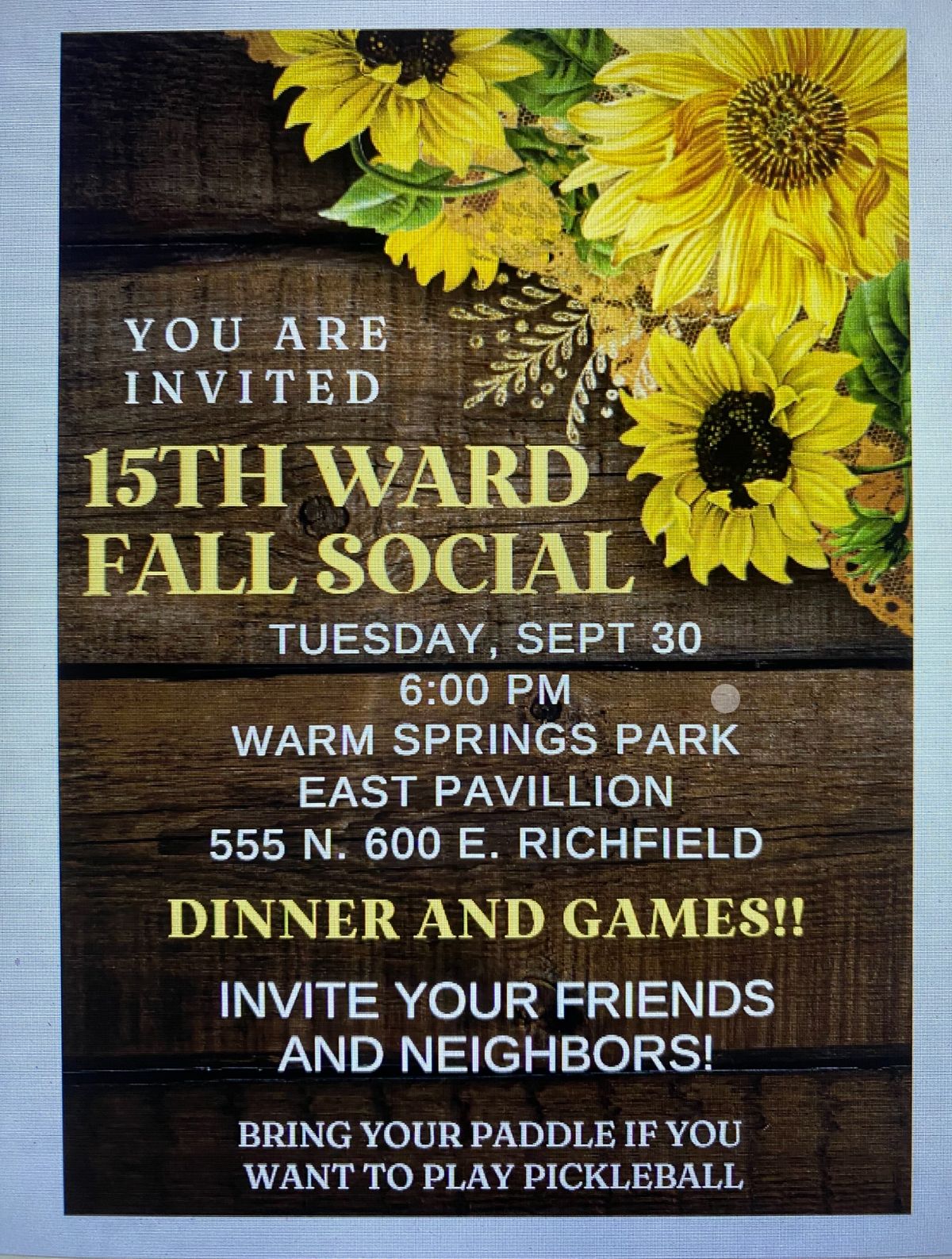 15th Ward Fall Social, 30 September | Event in Richfield | AllEvents