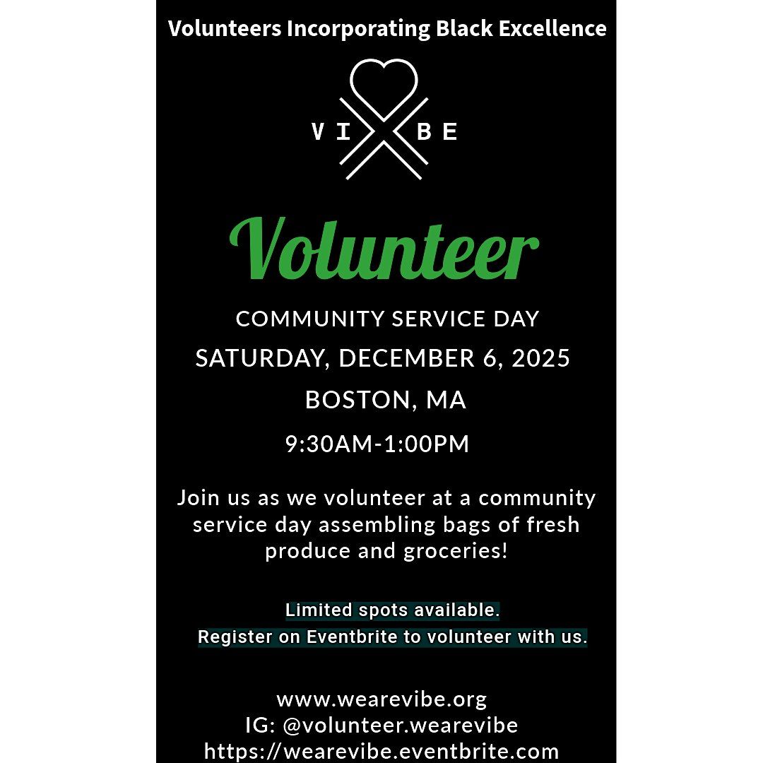 Volunteer VIBEs: Service Day December 2025, 6 December | Event in Boston | AllEvents