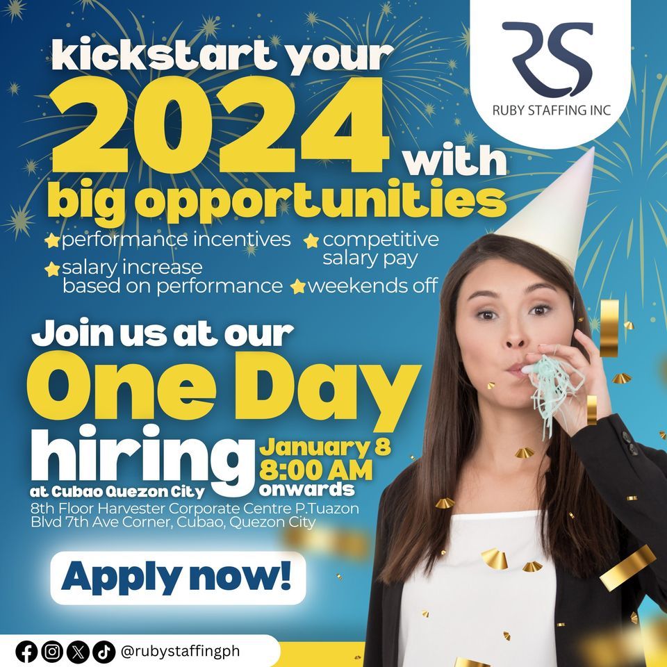 Ruby Staffing One Day Hiring 2024, 8th Floor Harvester Corporate