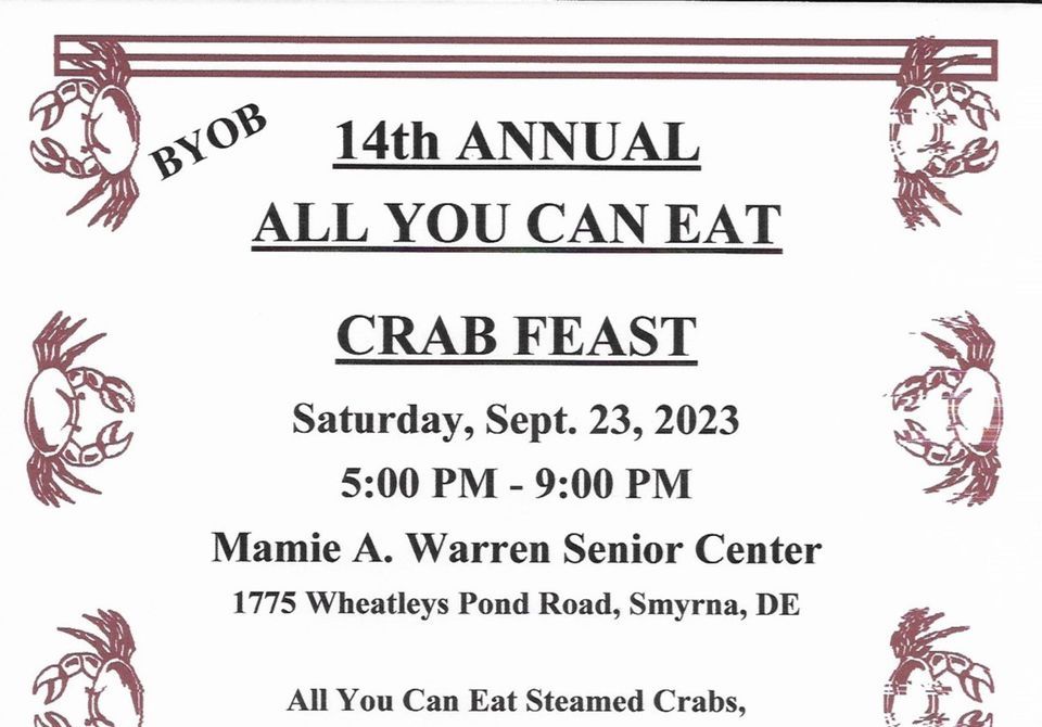 14th Annual Crab Feast, Mamie A Warren Senior Center, Smyrna, 23 September