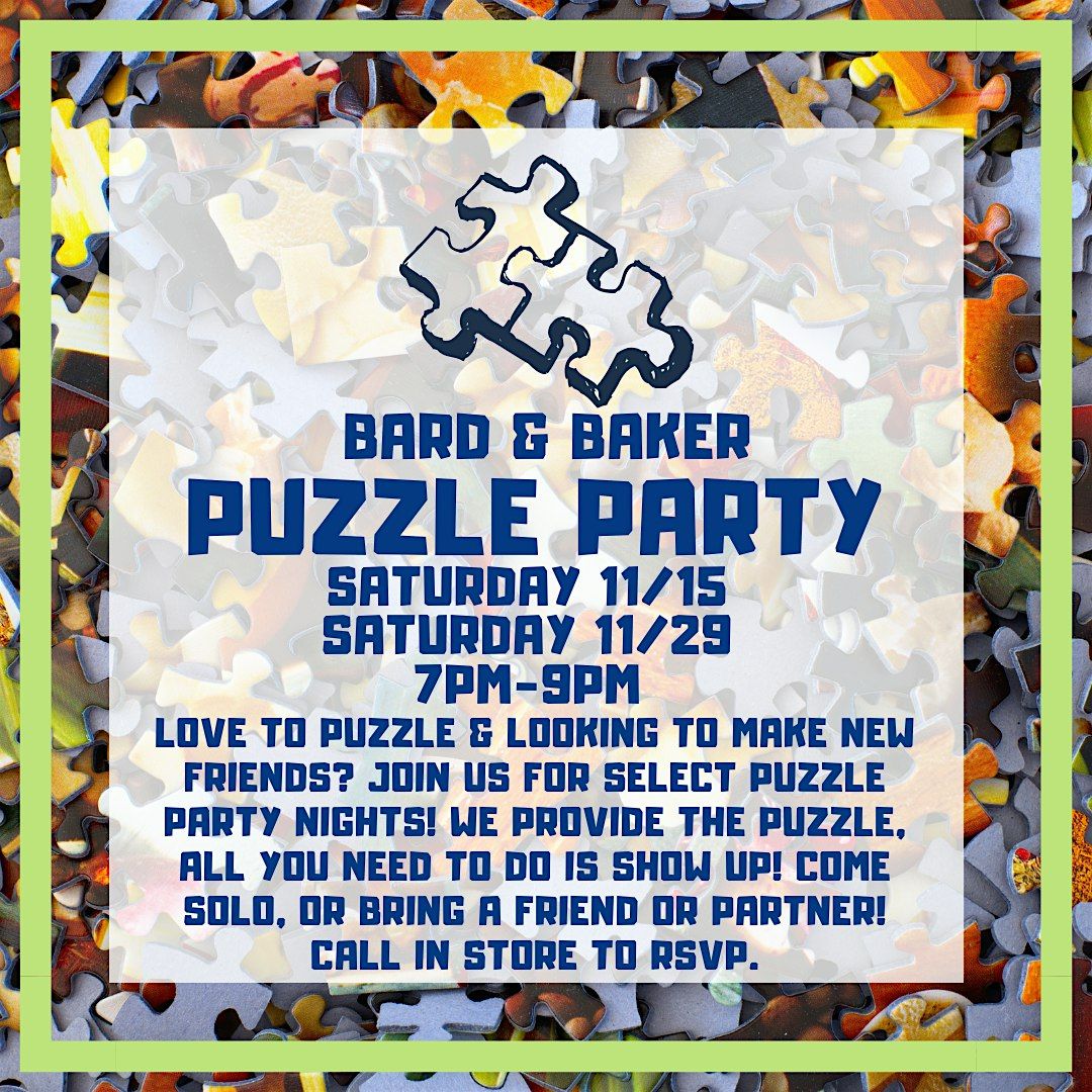 Puzzle Party Puzzlers Paradise Night at Bard & Baker, 29 November | Event in Troy | AllEvents