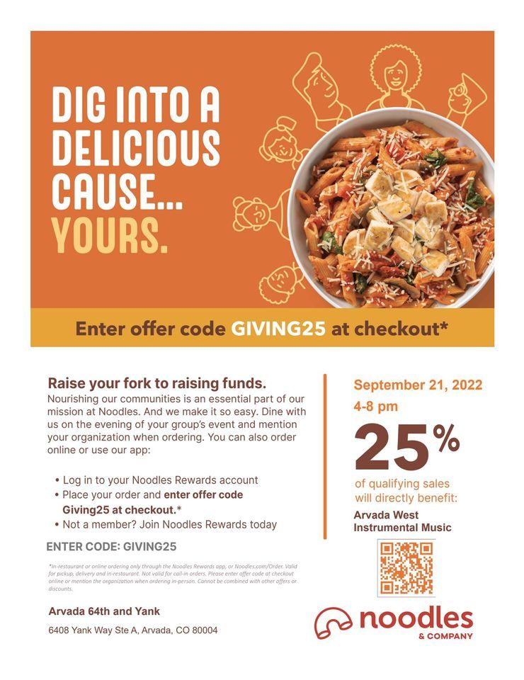Noodles & Co Fundraiser! | Noodles & Company (6408 Yank Way ...