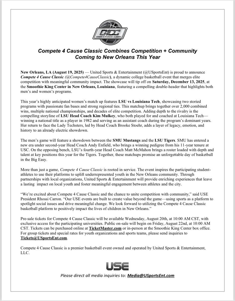 Compete 4 Cause at Smoothie King Center, 13 December | Event in New Orleans | AllEvents