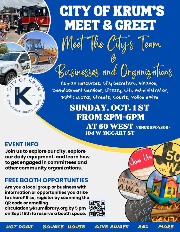 City of Krums Meet & Greet, 104 W McCart St, Krum, TX 762495552