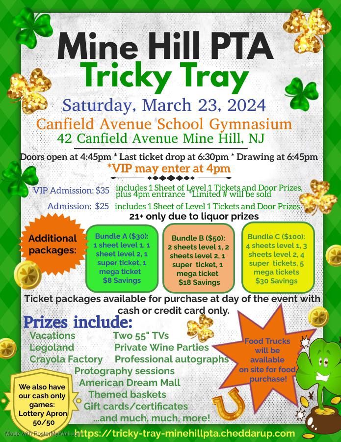 Mine Hill PTA Tricky Tray, 42 Canfield Avenue, Mine Hill, NJ, 23 March