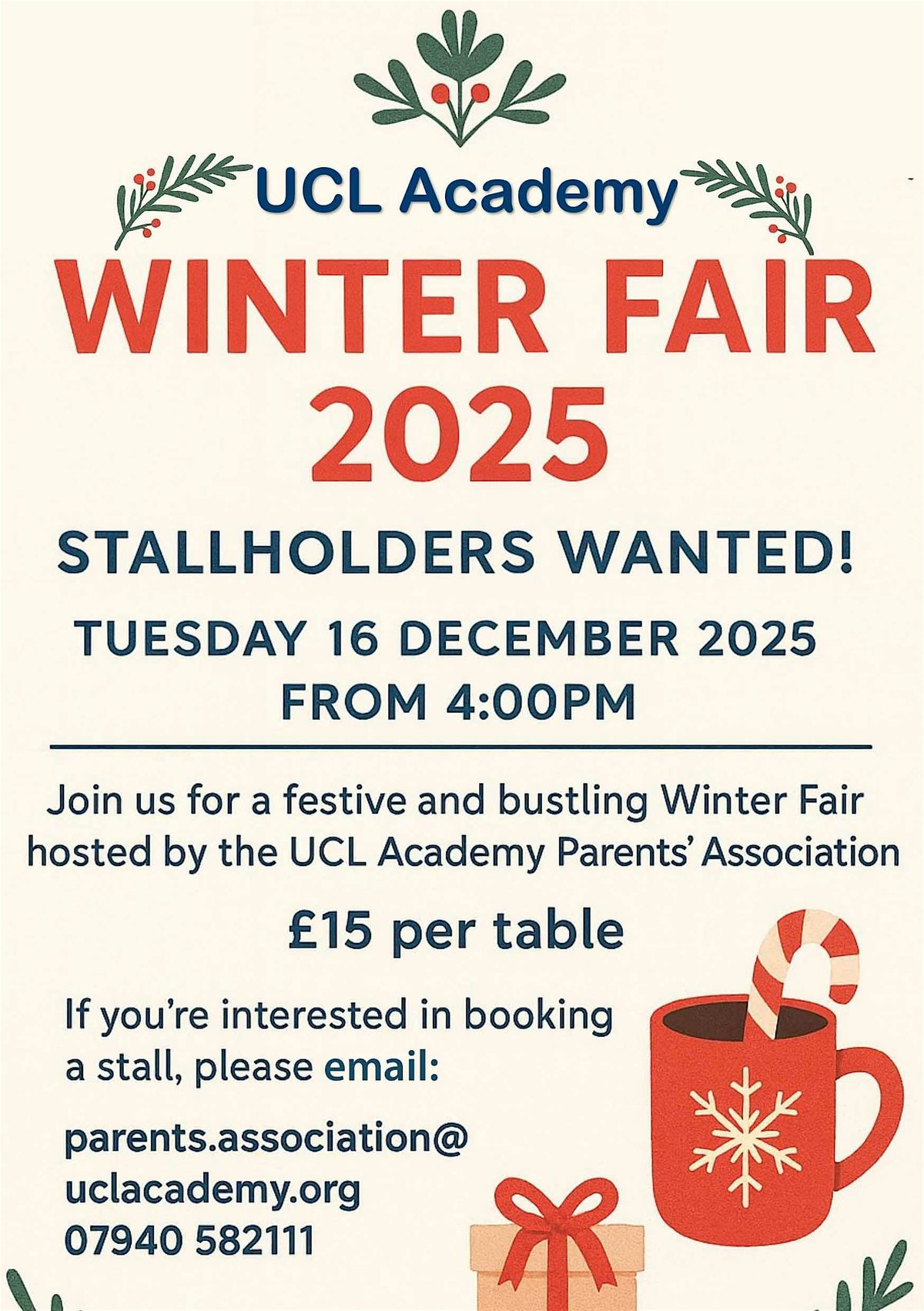 Stallholders Wanted! - Join us at the UCL Academy Winter Fair, 16 December | Event in London | AllEvents