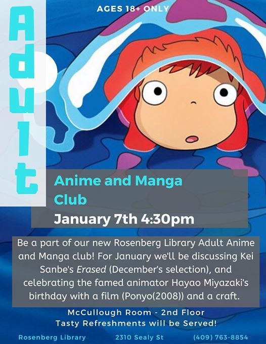 Adult Anime And Manga Club At Rosenberg Library Galveston