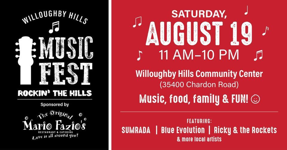 Willoughby Hills Music Fest, Willoughby Hills Recreation, 19 August