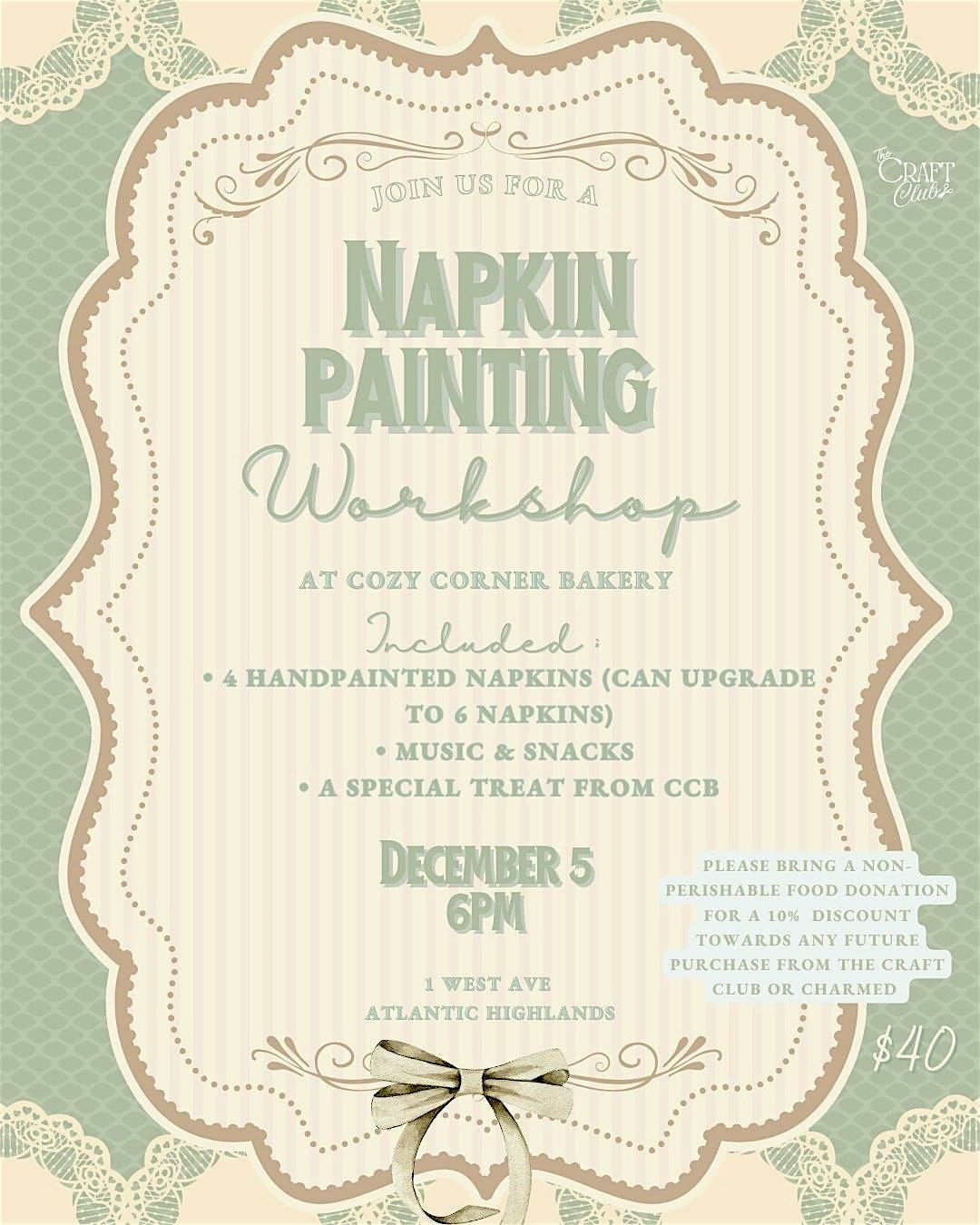 Holiday Napkin Painting Workshop, 5 December | Event in Atlantic Highlands | AllEvents