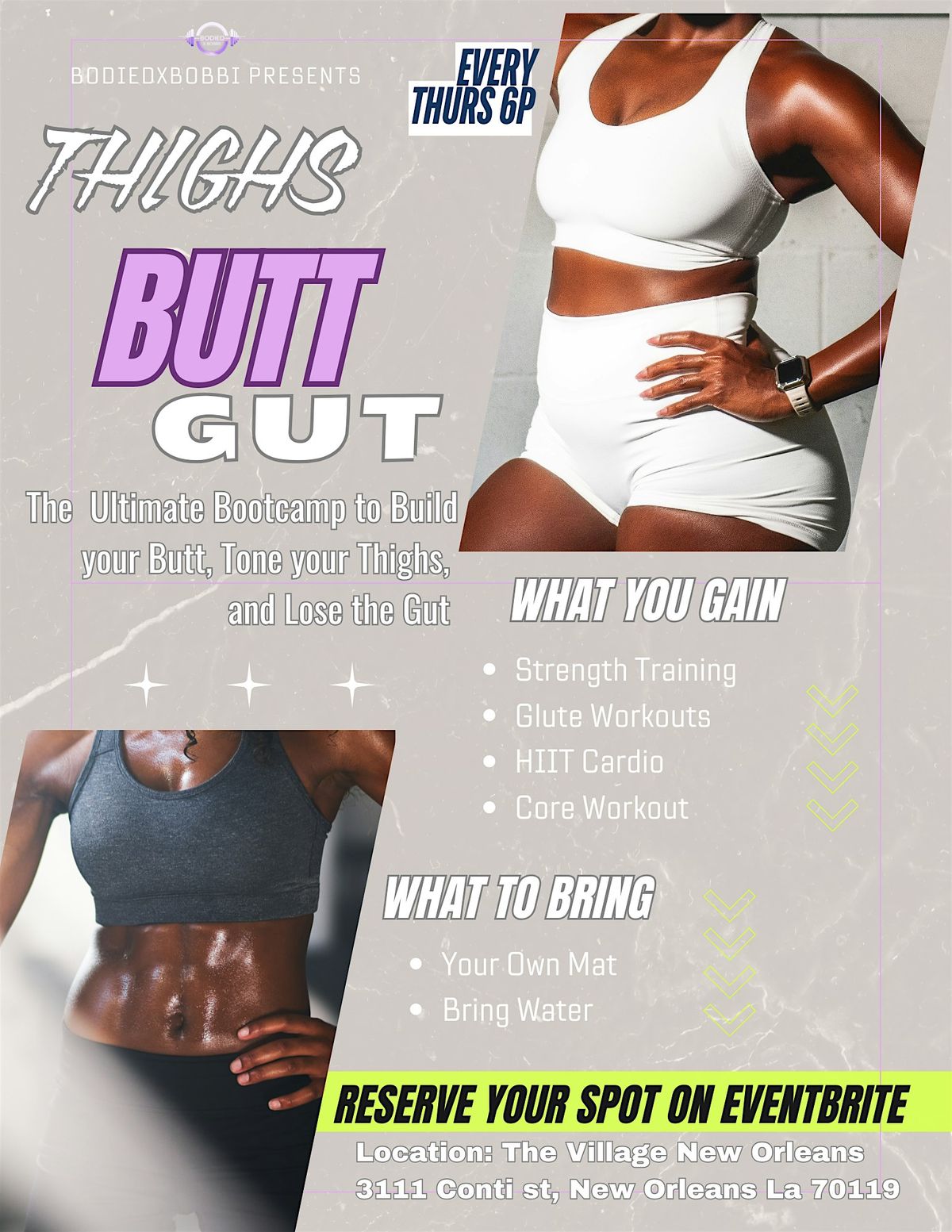 Thighs Butt  Gut, 4 December | Event in New Orleans | AllEvents