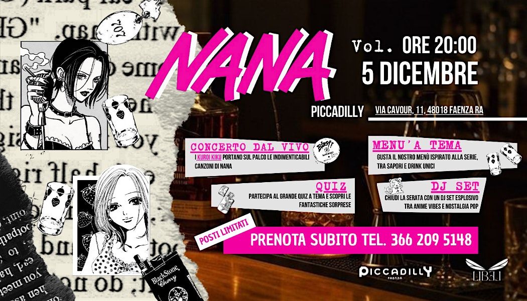 Serata a tema NANA, 5 December | Event in Faenza | AllEvents