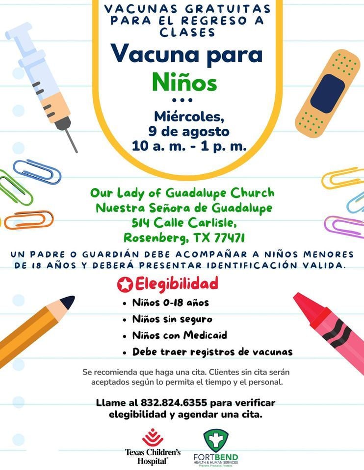 Vacunas Gratuitas para el regreso a Clases, Our Lady of Guadalupe