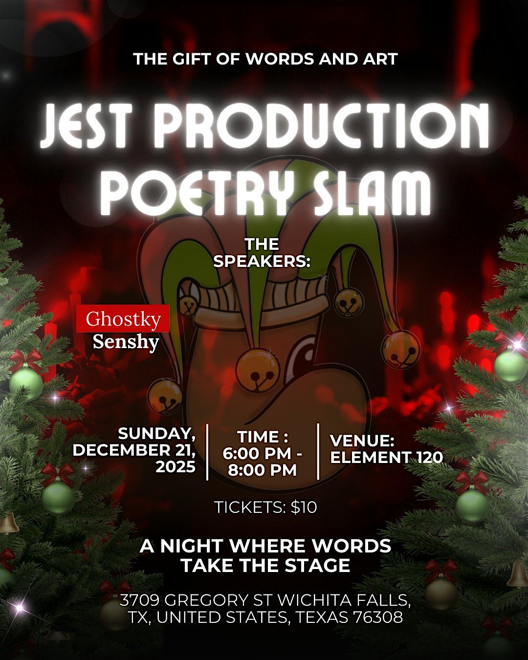 Jest Productions Poetry Slam, 21 December | Event in Wichita Falls | AllEvents