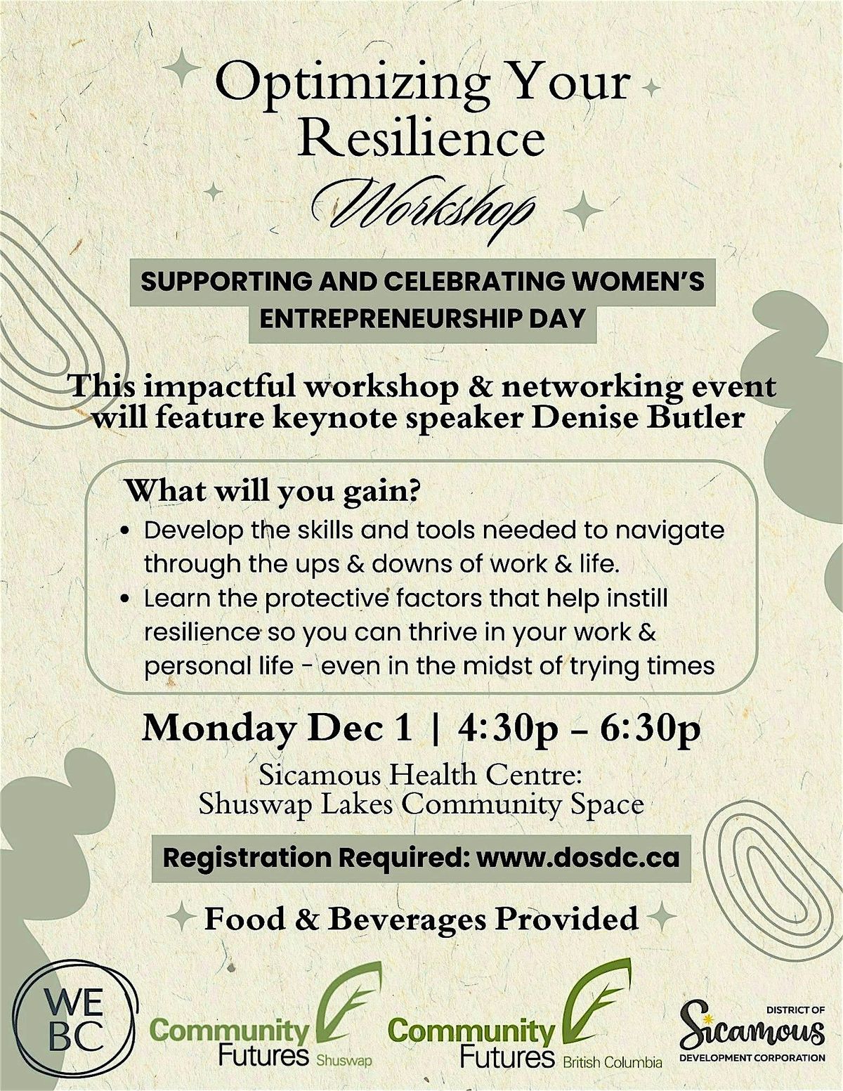 Optimizing Your Resilience Workshop, 1 December | Event in Sicamous | AllEvents