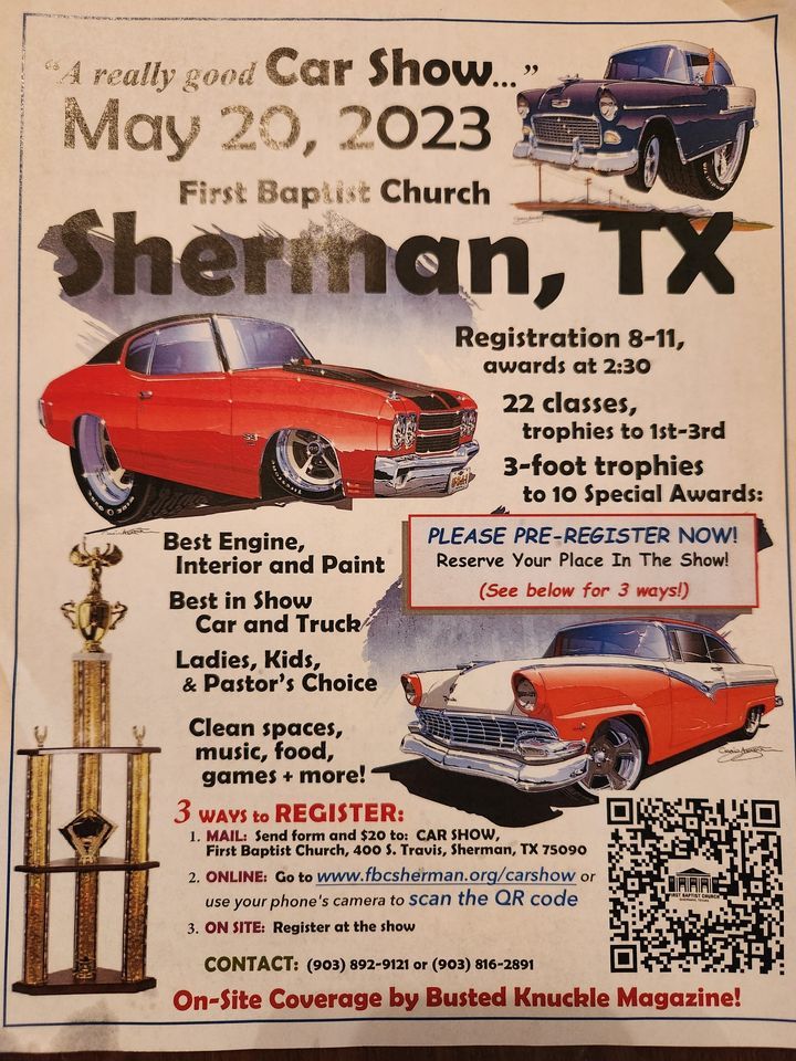 A really good Car Show..., First Baptist Church, Sherman, TX, 20 May 2023 AllEvents.in