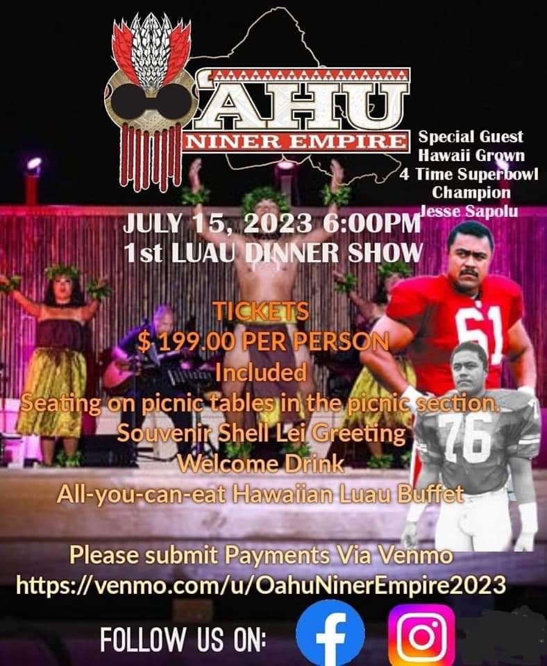 1st ANNUAL OAHU NINER EMPIRE LUAU, Kapolei Pkwy, Kapolei, HI 96707, United States, 15 July 2023