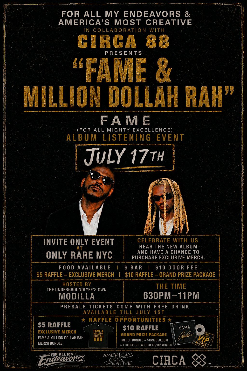 FAME (FOR.ALL.MIGHTY.EXCELLENCE) ALBUM RELEASE, Only Rare NYC