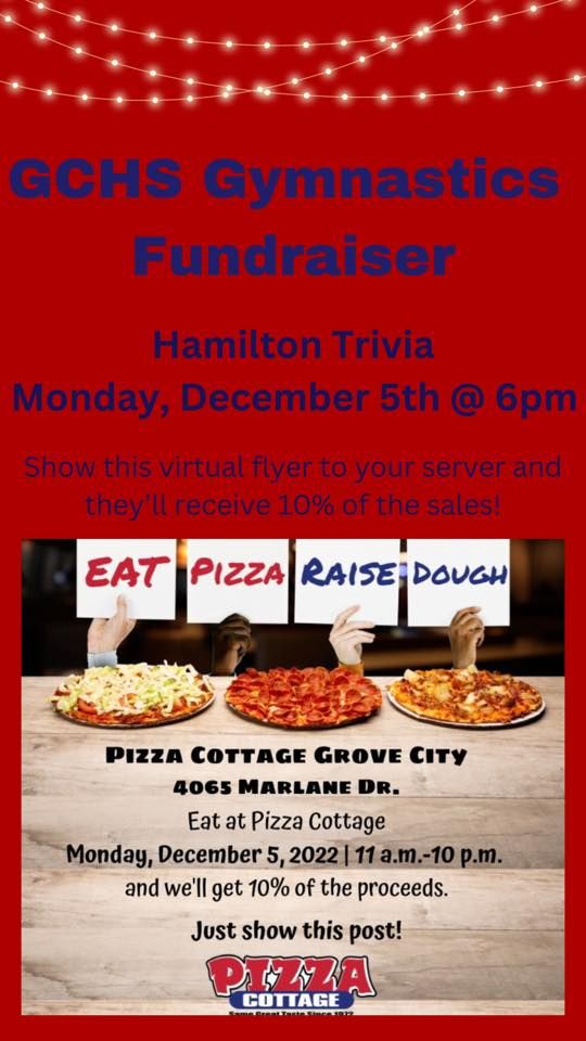Hamilton Trivia GCHS Gymnastics Fundraiser Pizza Cottage Grove City 