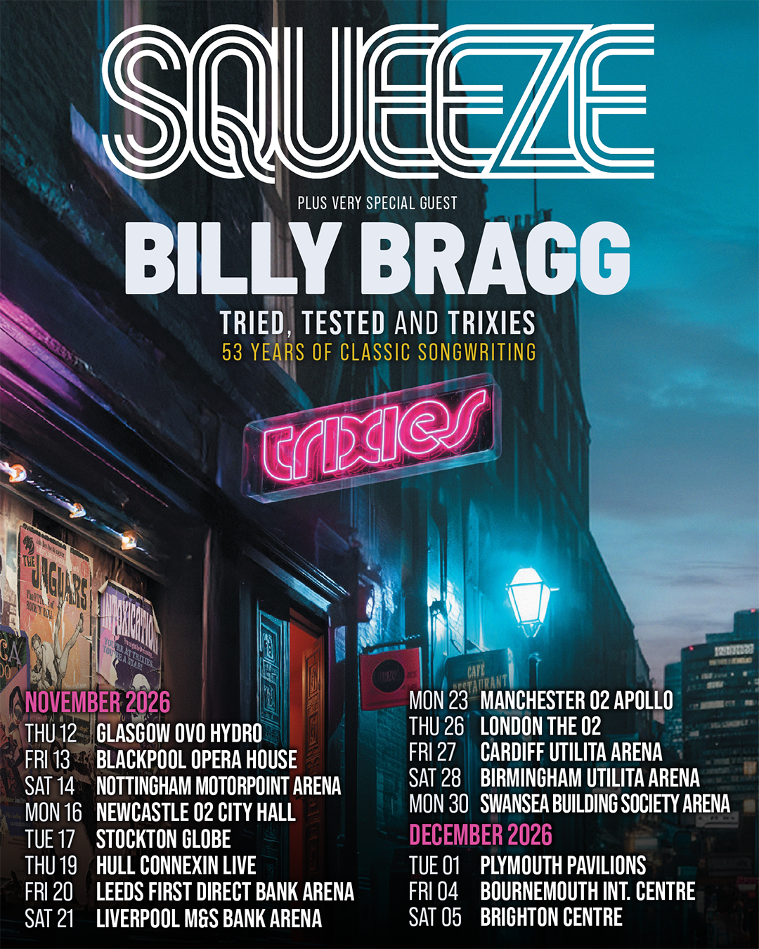 Squeeze and Billy Bragg at M&S Bank Arena Liverpool, 21 November | Event in Liverpool | AllEvents