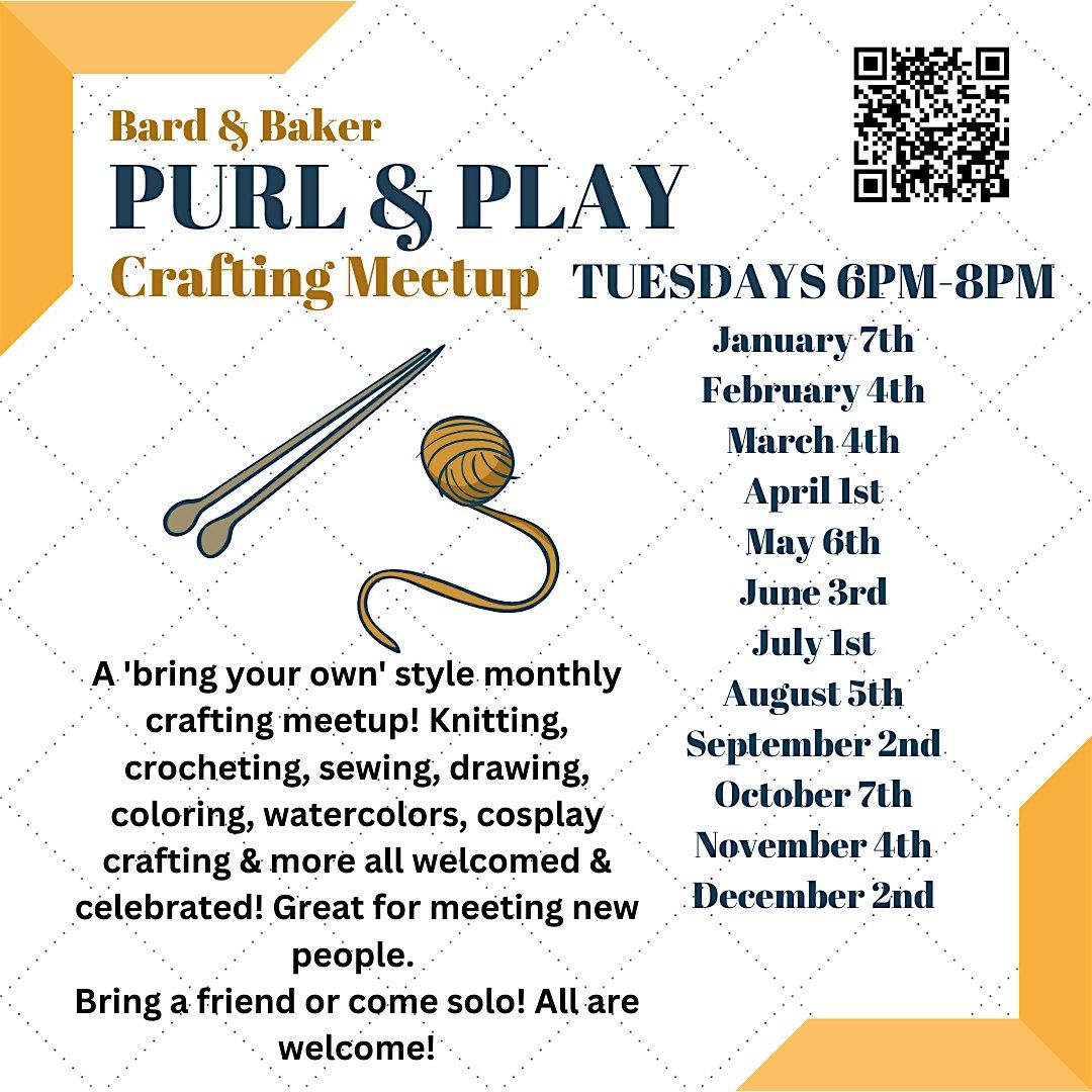 Purl & Play Crafting Meetup at Bard & Baker, 2 December | Event in Troy | AllEvents