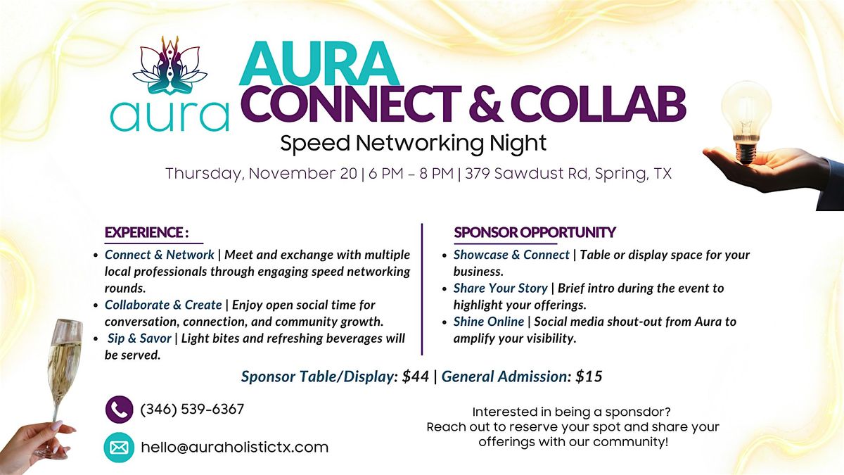 Aura Connect & Collab: Speed Networking Night, 20 November | Event in Spring | AllEvents