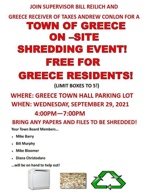 Free Fall Shredding Event Town Of Greece September 29 2021 Allevents In Free Shred Day Dallas 2022