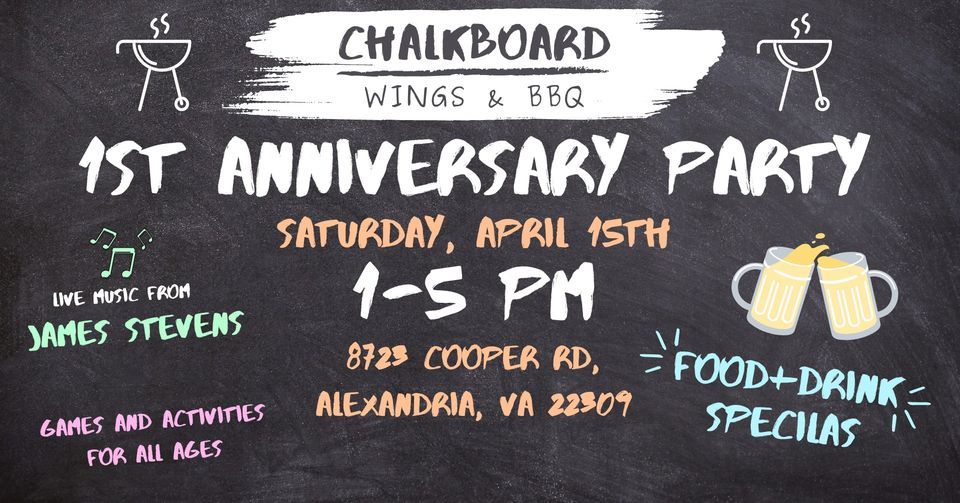 Chalkboard W&B 1st Anniversary Party , Chalkboard Wings & BBQ