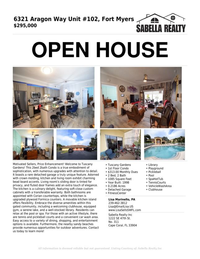 Open Condo, 6321 Aragon Way, 102 Fort Myers, FL 339664774, United