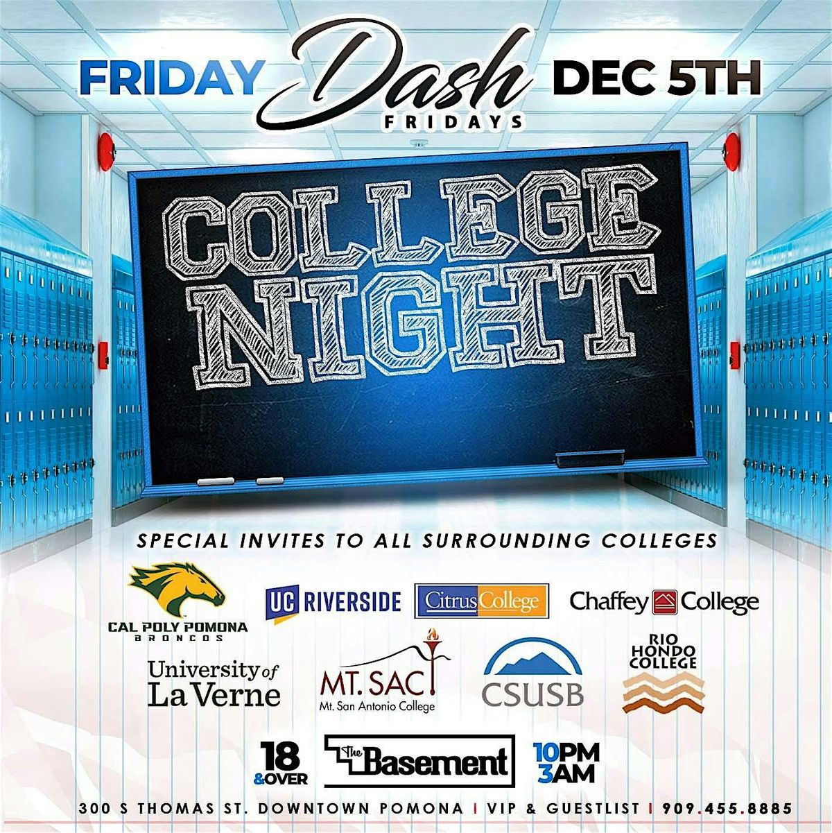 DASH FRIDAYS : COLLEGE NIGHT 18+, 5 December | Event in Pomona | AllEvents
