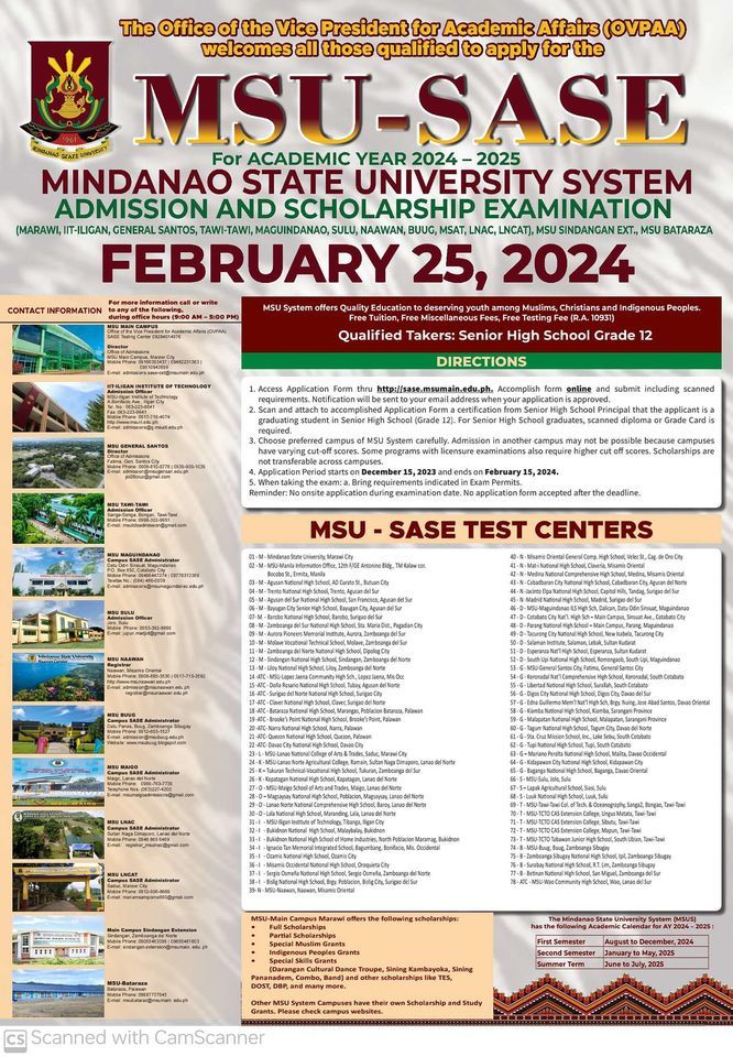 2025 MSU SASE for A.Y 22042025, Mindanao State University Manila