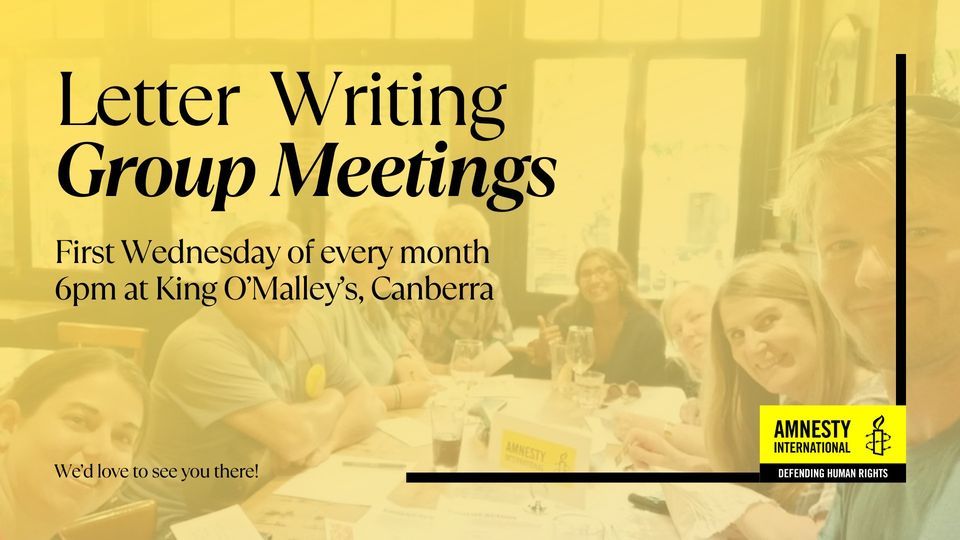 Letter Writing Group Meetings - Canberra, King O'Malley's, Canberra, 7 ...