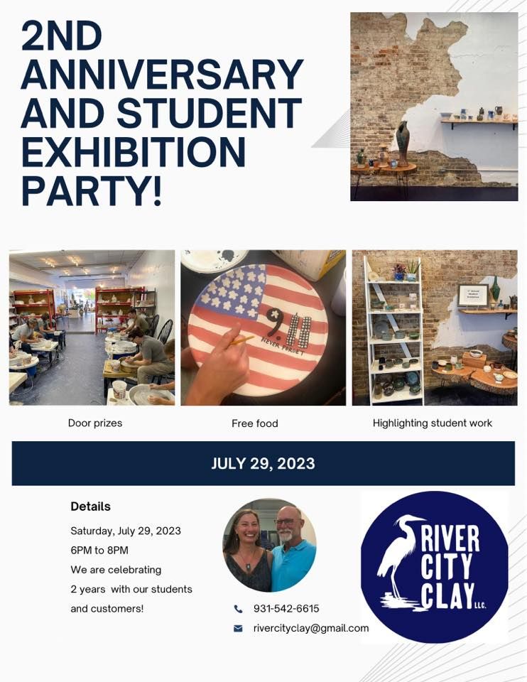 River City Clay Student Show and Anniversary Party, 115 Franklin St