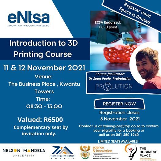 Introduction to 3D Printing Course, The Business Place Nelson Mandela