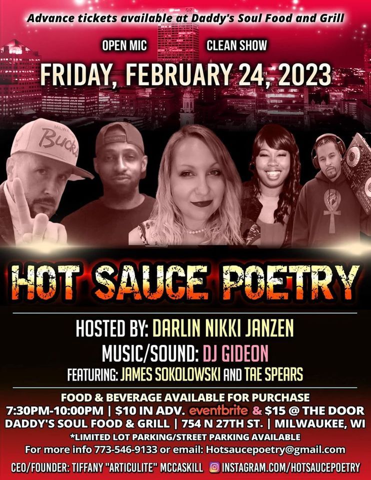 HOT SAUCE POETRY Milwaukee, WI, Daddy's Soul Food & Grille, Milwaukee