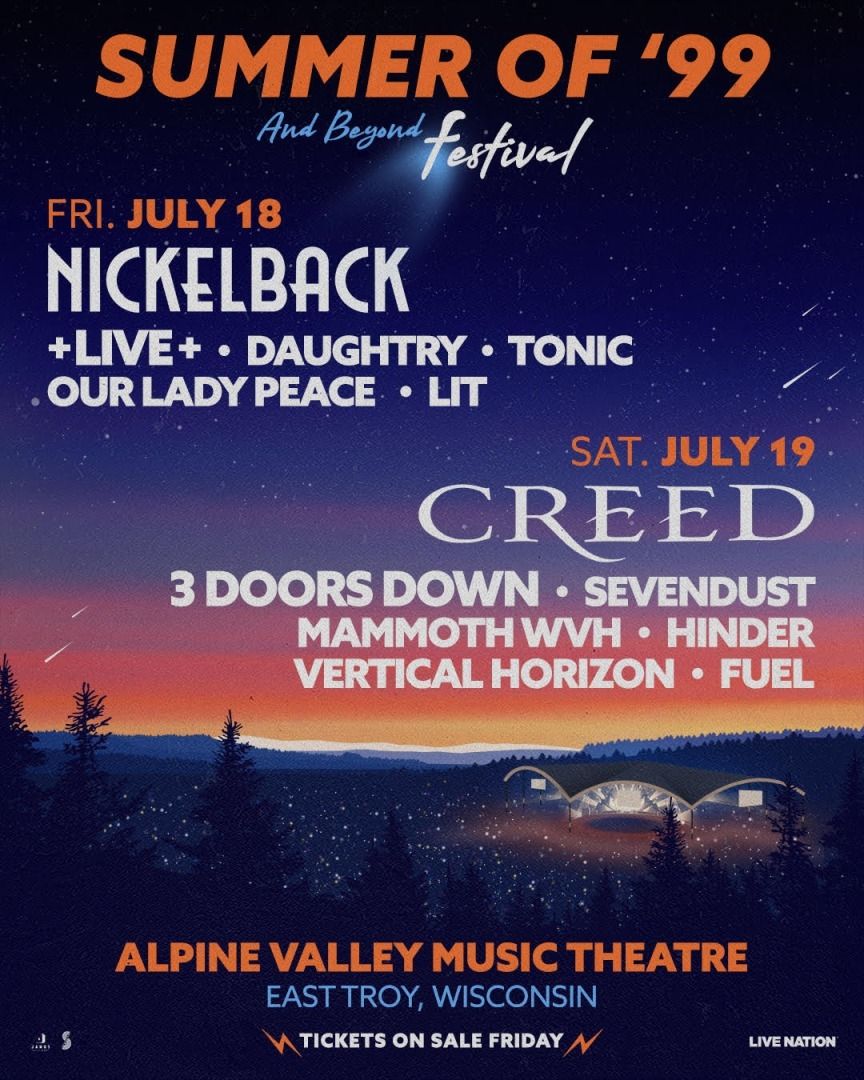 Summer of '99 and Beyond Festival: Creed  Nickelback & Daughtry - 2 Day Pass, 17 July | Event in East Troy