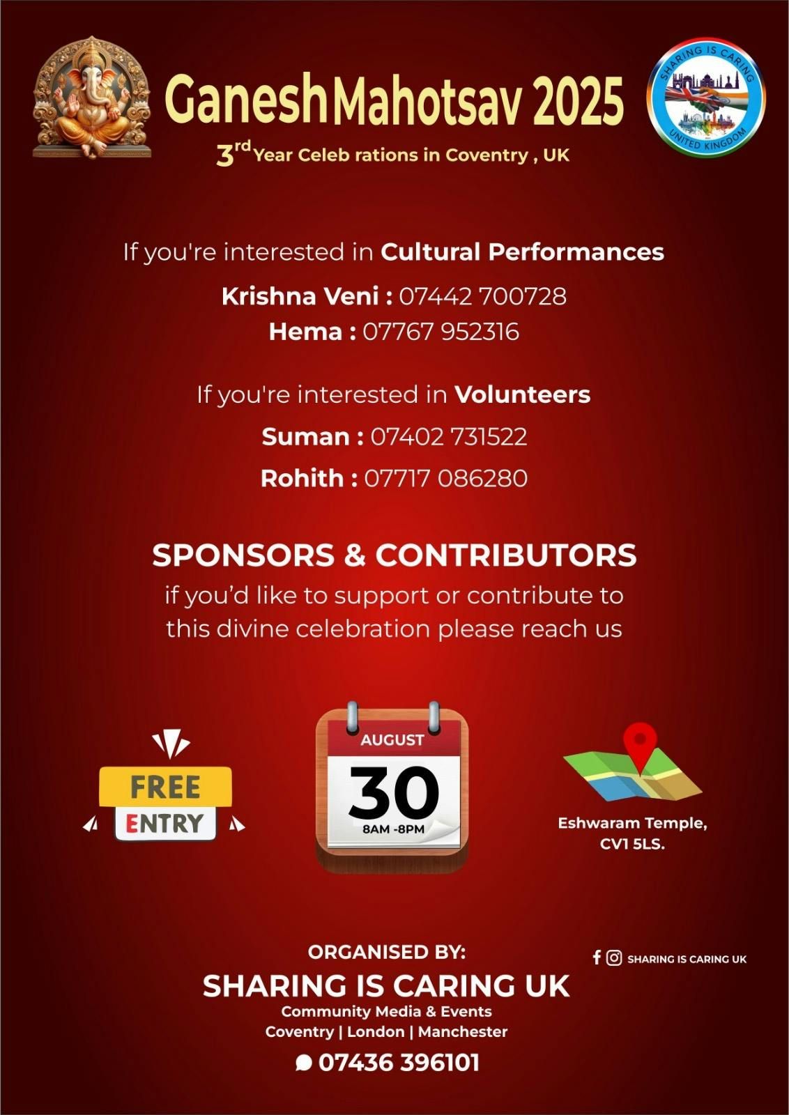 Ganesh Mahotsav 2025 , 30 August | Event in Coventry | AllEvents