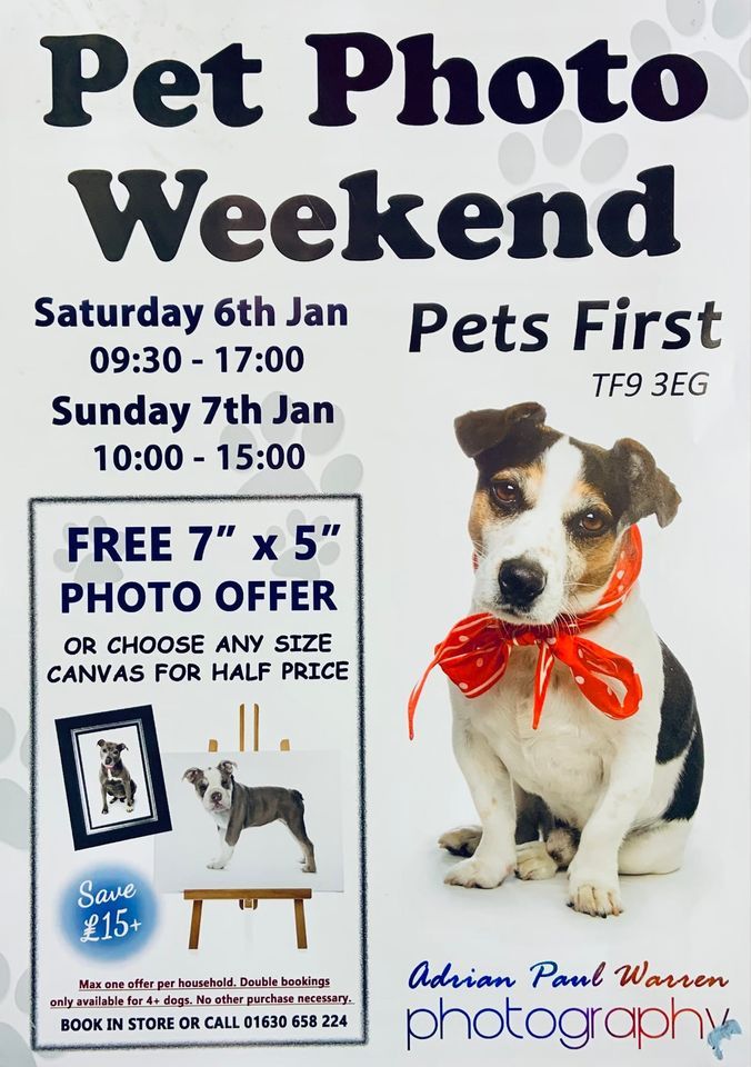 Pet Photo Weekend, Pets First, Market Drayton, January 6 to January 7 AllEvents.in