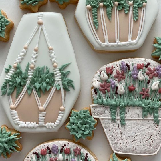 Succulent Macrame Cookie Decorating, Deidre Peak Sweet Addict Bakery