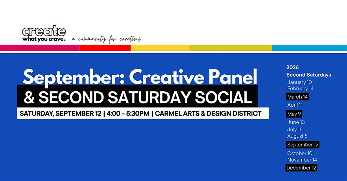 September Creative Panel + Second Saturday Social, 12 September | Event in Carmel | AllEvents