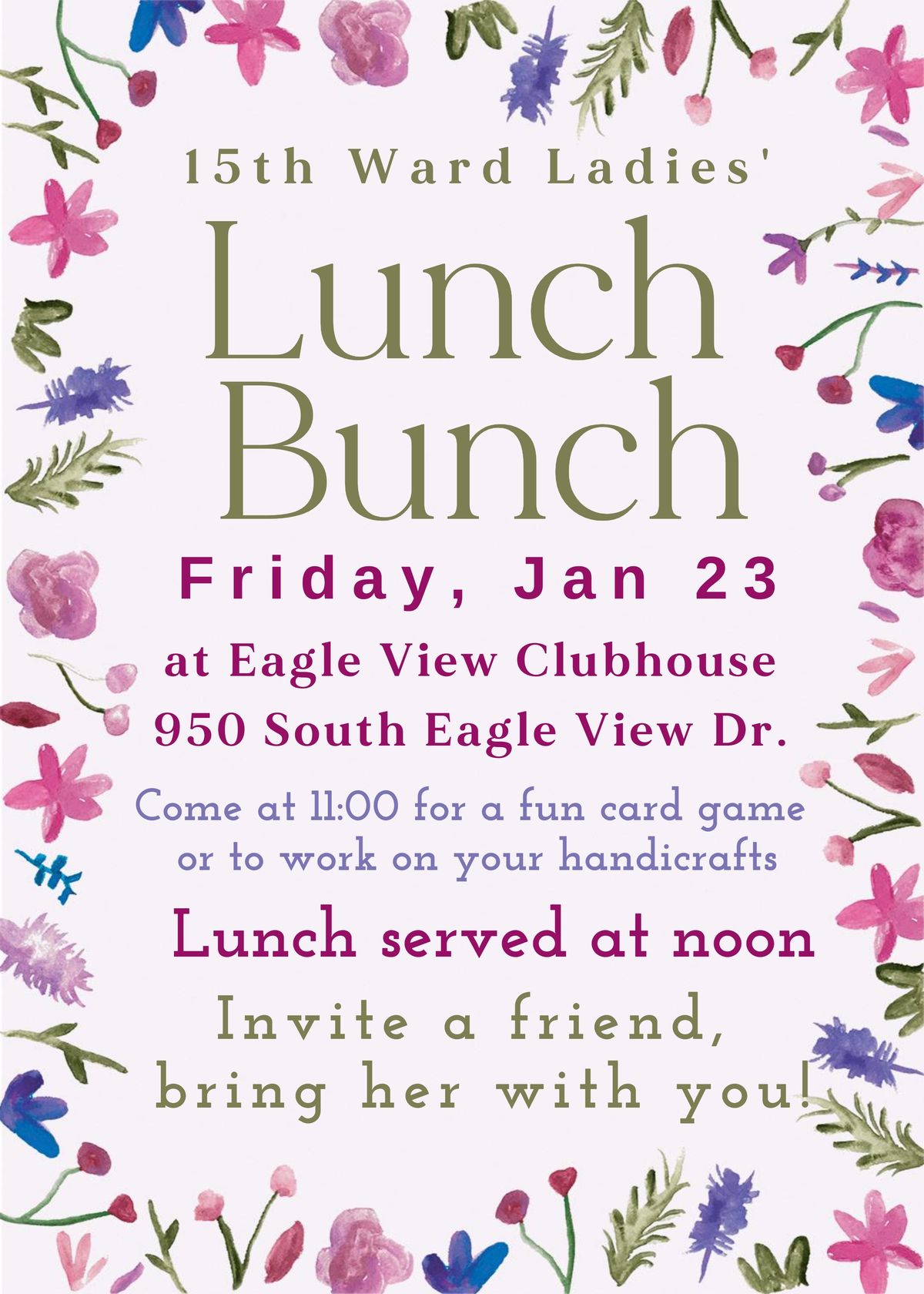 15th Ward Ladies Lunch Bunch