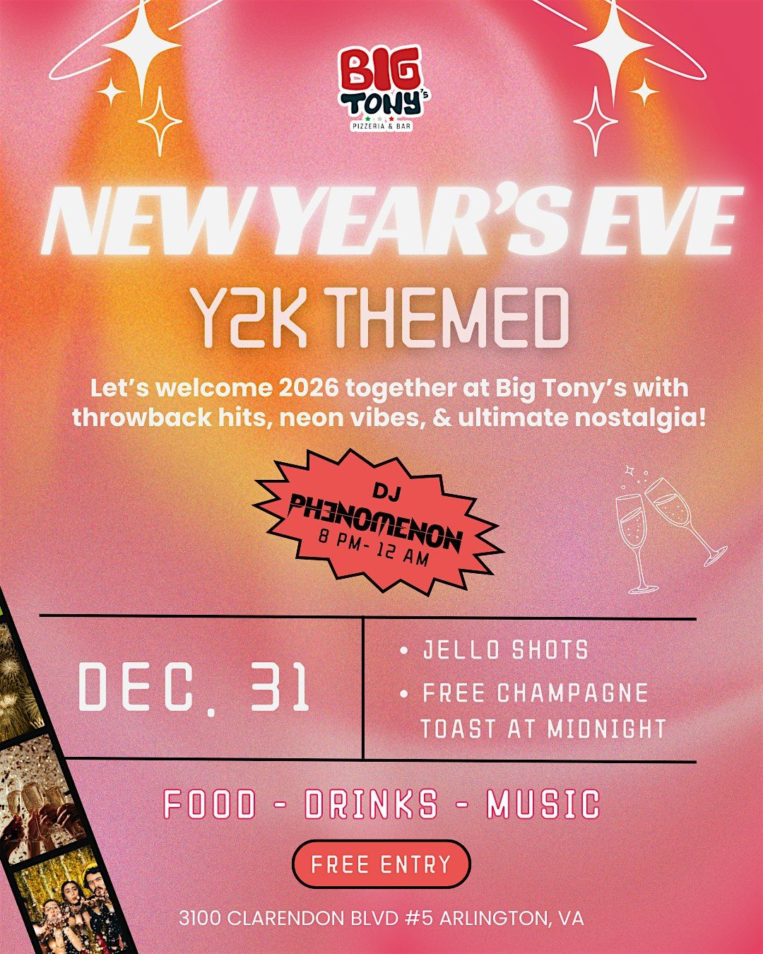 Big Tony's New Year's Eve 2026 - Y2K Themed Party, 31 December | Event in Arlington | AllEvents
