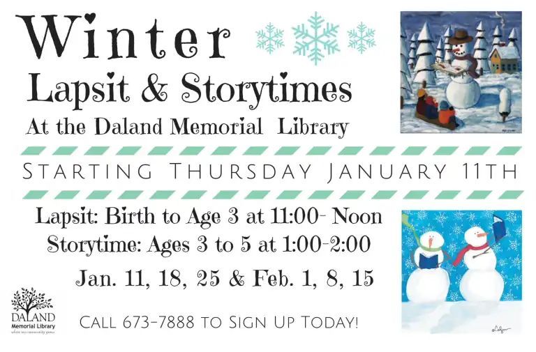 Winter Lapsit & Storytime, Mont Vernon Daland Memorial Library, January