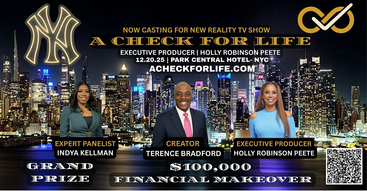 A CHECK FOR LIFE TV SHOW CASTING CALL- NEW YORK CITY- GRAND PRIZE $100K, 20 December | Event in New York | AllEvents