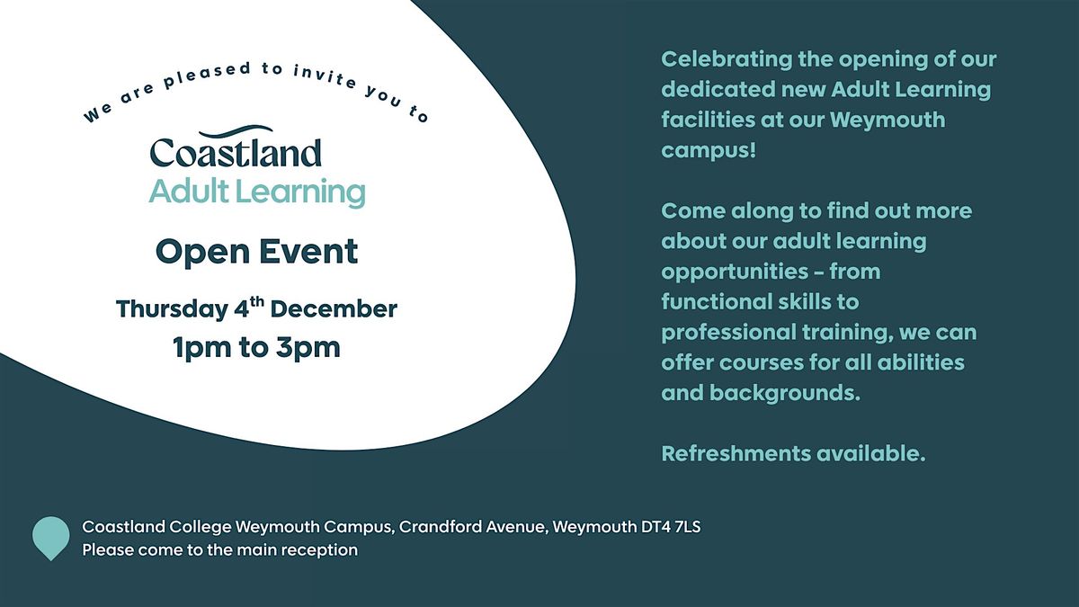 Coastland College Adult Learning Open Event, 4 December | Event in Weymouth | AllEvents