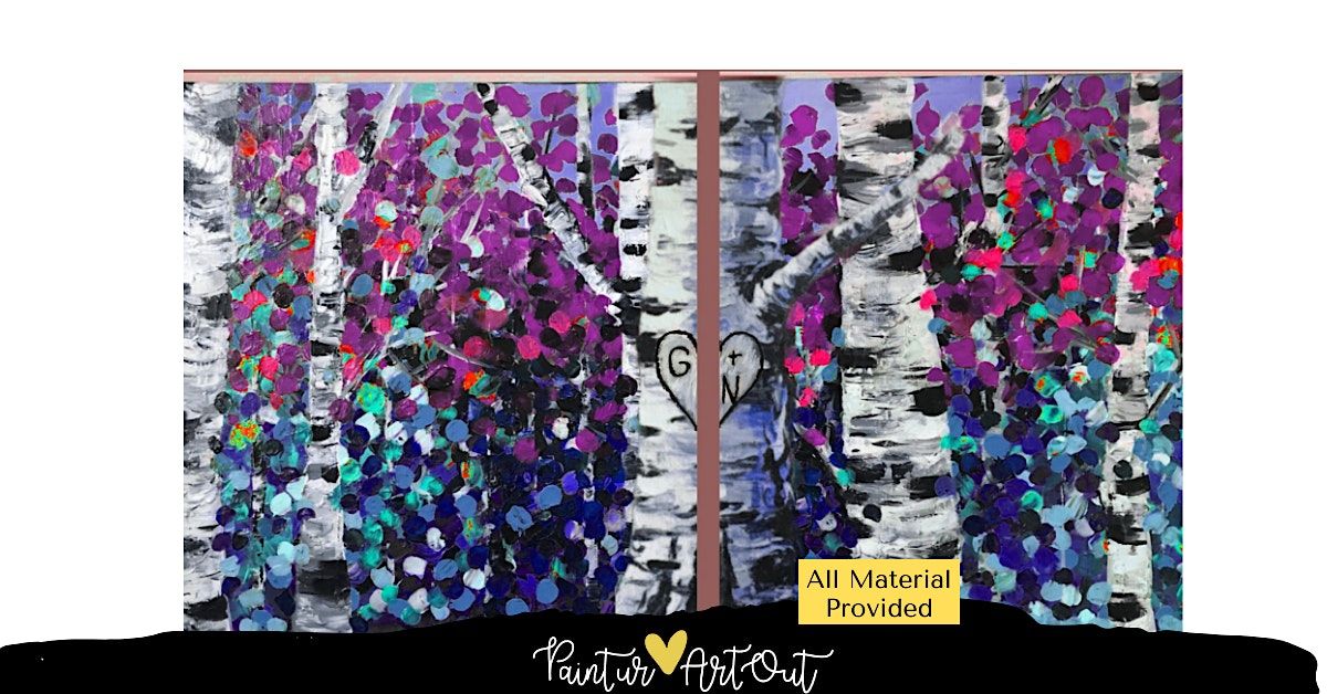 Couples Painting -Birch Trees Acrylic with Paint Ur Art Out at Canopy, 14 February | Event in Calgary | AllEvents