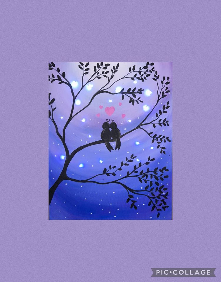 Light Up Love Birds Wooden SignDinner, Paint and Sip at Tinas Hamilton