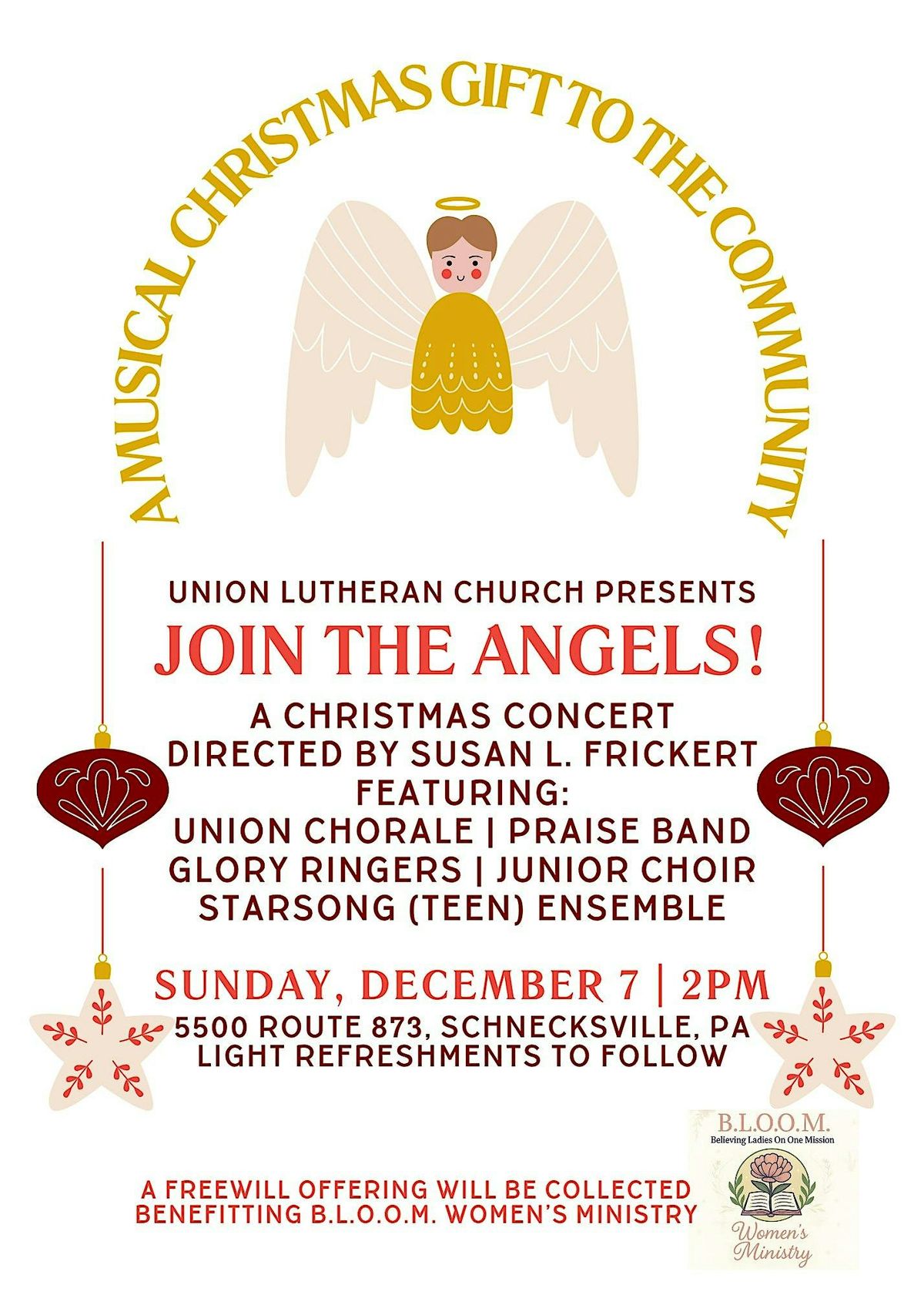"Join the Angels" a sacred Christmas Concert, 7 December | Event in Schnecksville | AllEvents