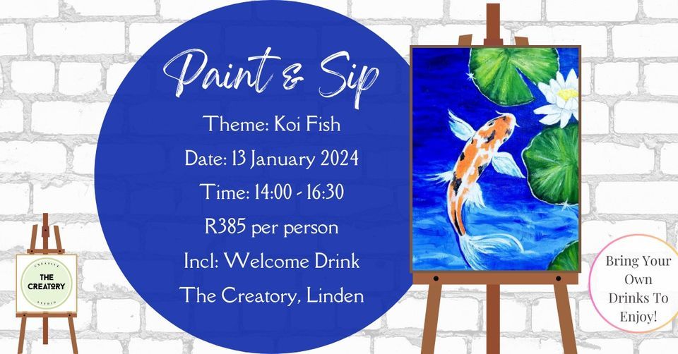 Paint & Sip Koi Fish, The Creatory, Johannesburg, January 13 2024