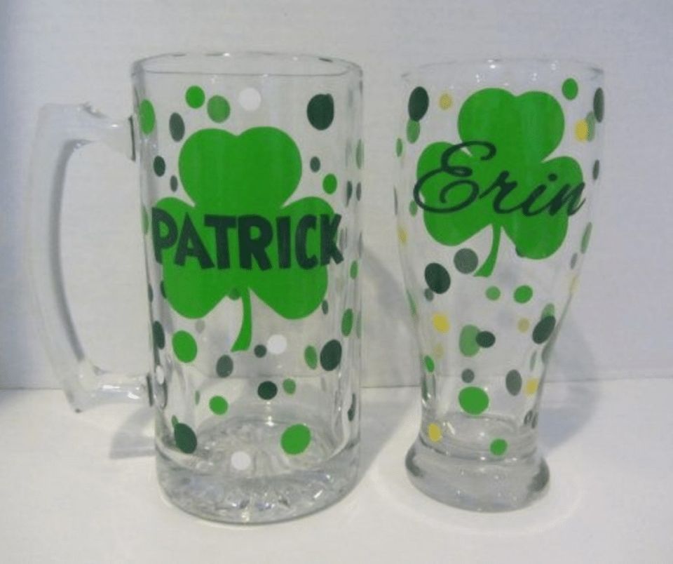 Lakeland Glass Painting Shamrock Beer Mugs, Dissent Craft Brewing